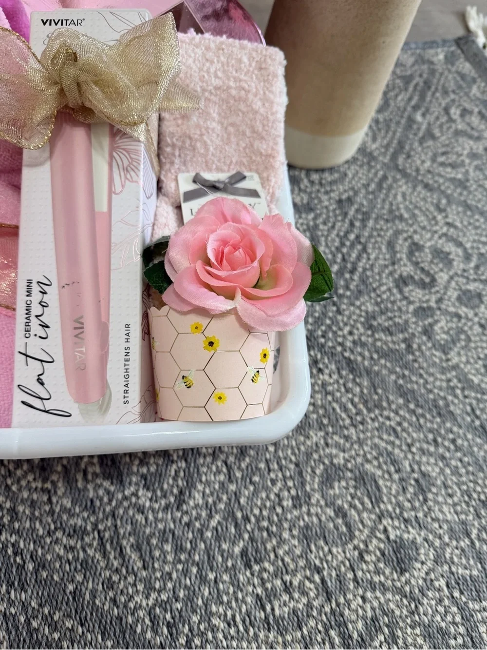 New Women’s Custom Gift Basket- Robe, Hair Straightener, Nails, Beauty Gift Set
